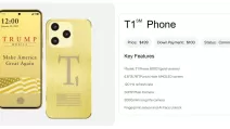 Вид и характеристики T1 Phone на сайте Trump Mobile