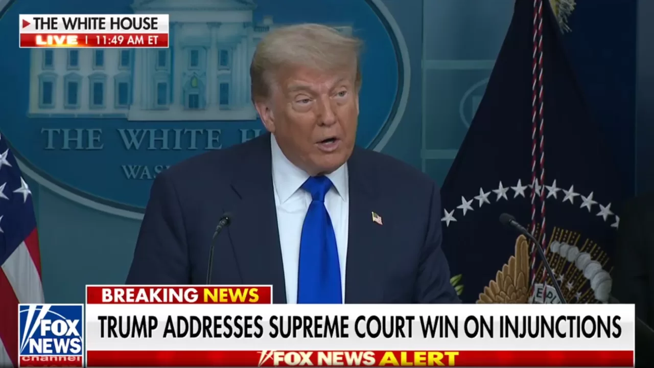 Donald Trump during a press conference, June 27, 2025 / Screenshot from Fox News broadcast