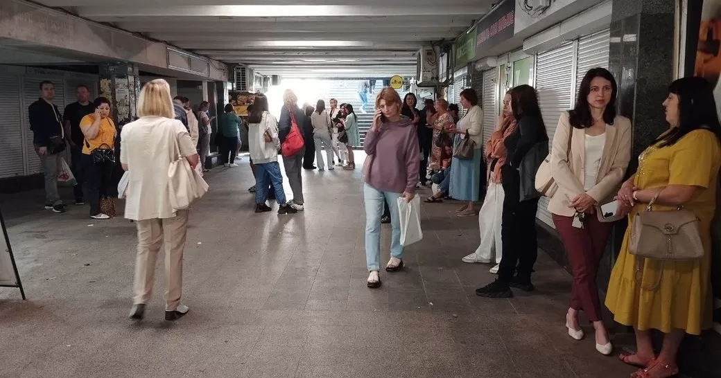 People in an underground passage in Poltava during shelling on 3 July 2025  / Photo: Suspilne Poltava