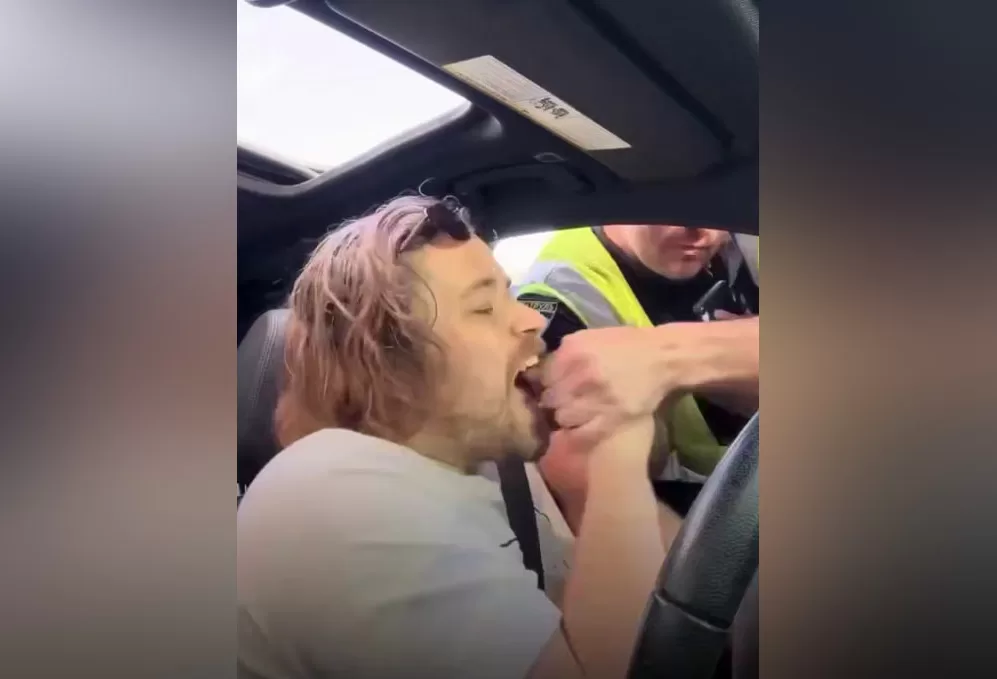 Патрульного поліцейського водій вкусив просто під час перевірки документів / Скриншот