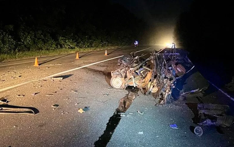 Знищене в результаті ДТП авто на Харківщині / Фото: ГУНП в Харківській області