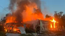 Пожар на Сумщине после обстрела 14 июля / Фото: ГСЧС