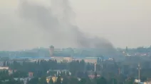 Дым после атаки БпЛА в городе Елец Липецкой области / Фото: ASRA