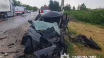Поврежденный в результате ДТП ВАЗ / Фото: Полиция Киевской области