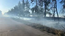 За пределами Балаклеи, в направлении движения к Савинцам, зафиксировано возгорание сухой растительности / Фото Балаклейская ГВА