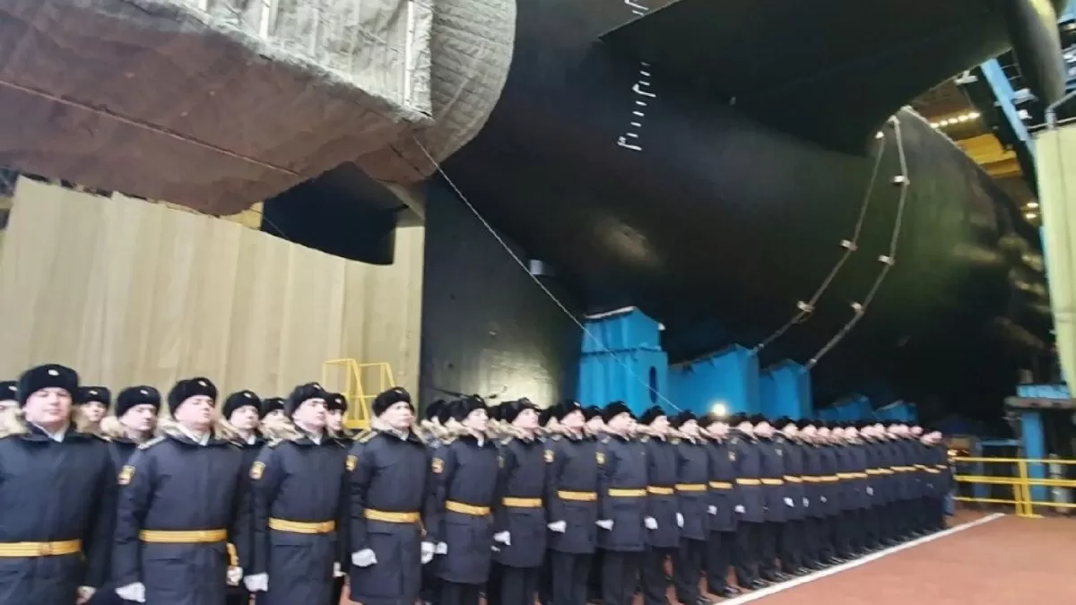 The crew of the nuclear submarine Knyaz Pozharsky before the launch of their submarine. February 2024 / Photo by the Russian Ministry of Defence