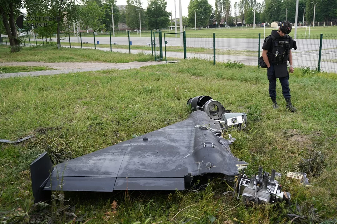 "Шахед", который не разорвался во время атаки РФ на Харьков / Фото: Суспільне