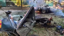 Знищена російською артилерією автівка ДСНС / Фото: ДСНС