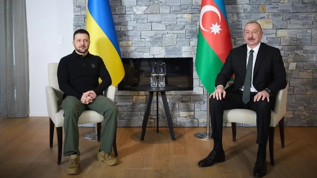 Володимир Зеленський і Ільхам Алієв в Давосі. 22 січня 2025 / Фото Офіс президента