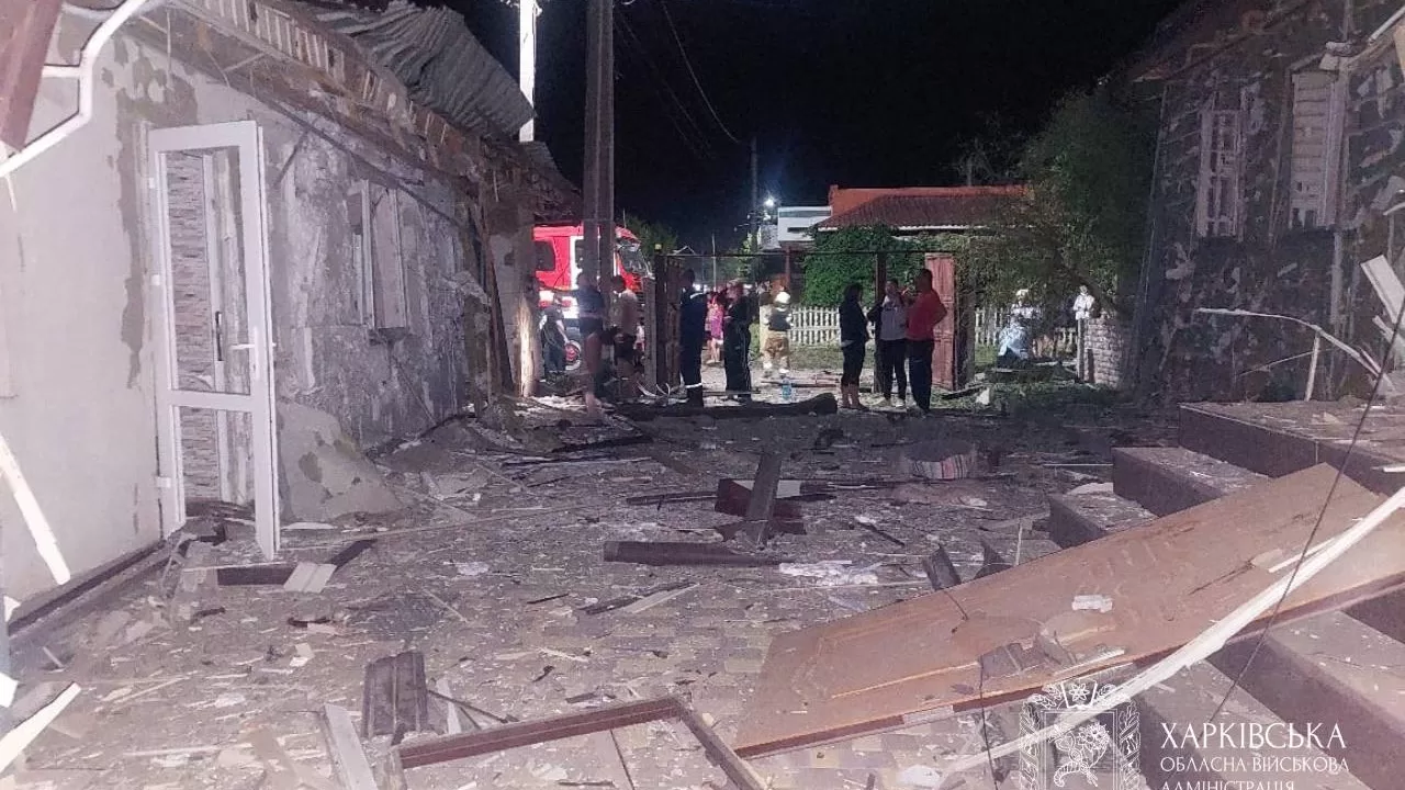 In Vilshany, a strike drone hit the yard of a private house. A local family was injured / Photo: Kharkiv Regional Military Administration