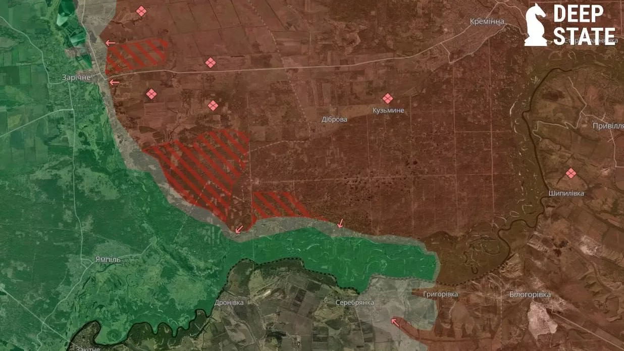 Ситуація в Серебрянському лісництві / Мапа DeepState