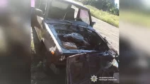 Російський дрон вдарив по авто з цивільними на Харківщині / Фото: ГУНП в Харківській області
