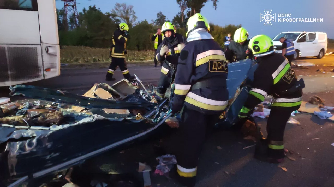 Рятувальники на місці ДТП з шістьма загиблими / Фото: ДСНС
