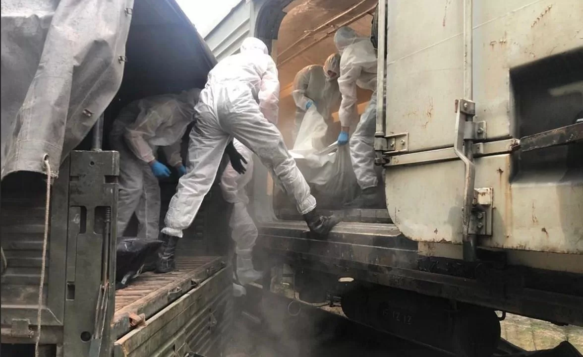 Тіла російських солдатів, загиблих в Україні, дістають з вагона-рефрижератора / Фото: Оперативне командування "Південь"