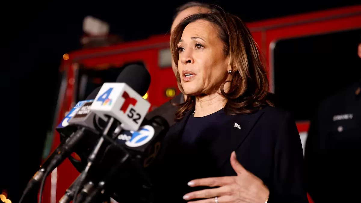 Колишня віцепрезидентка США Камала Гарріс виступає із заявою в Алтадені, Каліфорнія, 20 січня 2025 / Фото Reuters