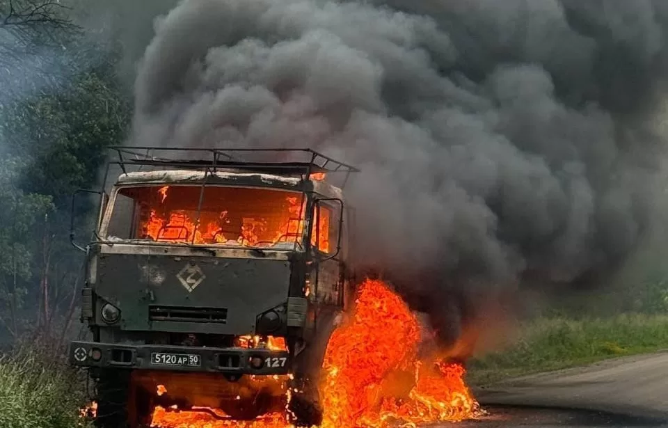 Знищений російський Камаз на Донеччині / Фото: t.me/lost_warinua