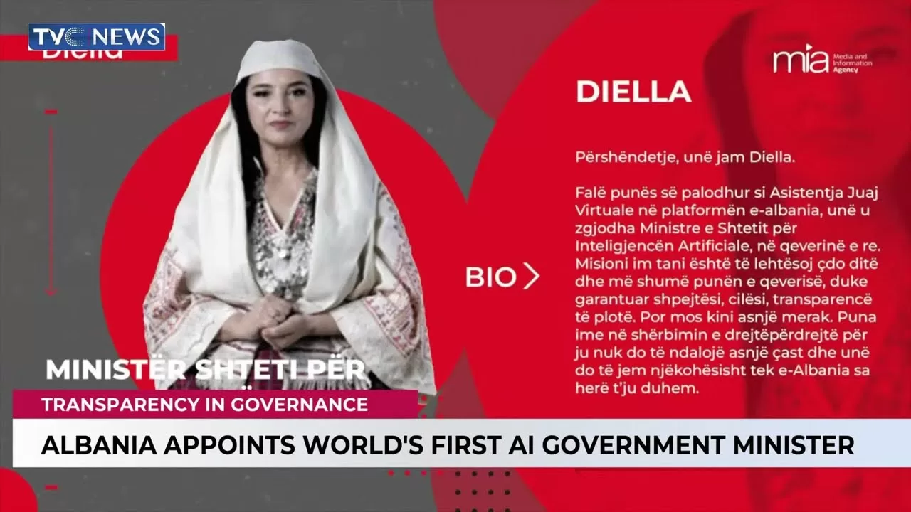В Албанії перший у світі віртуальний міністр займатиметься держзакупівлями / Скріншот TVC News