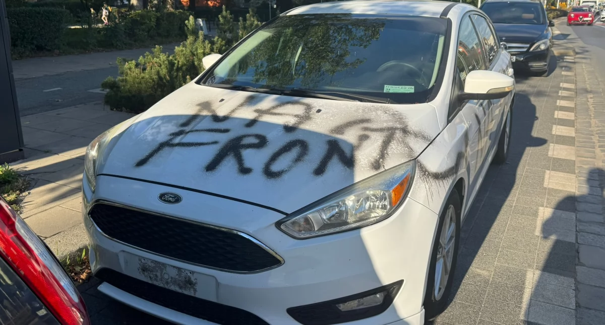Damaged car of Ukrainian women in Wrocław / Photo: 24wroclaw.pl