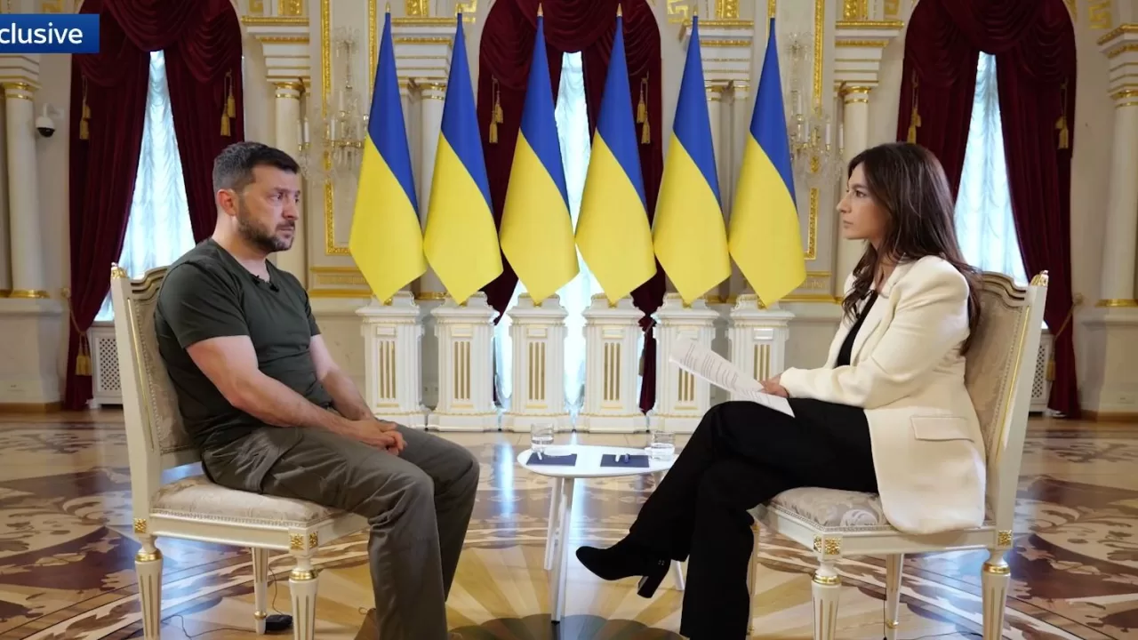 Президент України Володимир Зеленський під час інтерв’ю Sky News / Кадр з відео