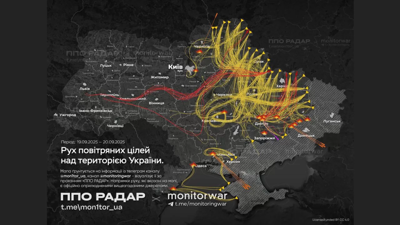 Movement of air targets over the territory of Ukraine / Infographic by PPO Radar
