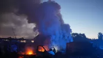 Пожежа на місці авіаудару по Запоріжжю / Фото: Запорізька ОВА