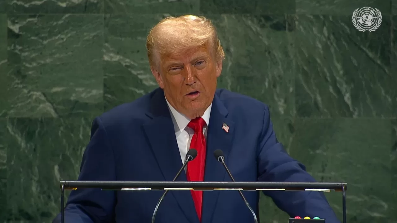 US President Donald Trump speaks at the 80th UN General Assembly debate / Screenshot from video broadcast