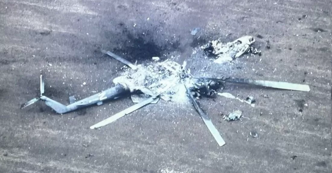 Знищений російський гелікоптер / Фото ілюстративне: @raging545