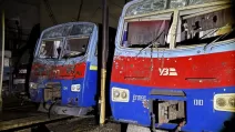 Damaged trains in Poltava / Photo: t.me/OleksiiKuleba