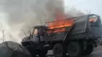Знищена російська вантажівка на Донеччині / Фото: t.me/lost_warinua