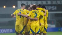 Ukraine's national team celebrates victory over Iceland, October 10, 2025 / Photo: UAF