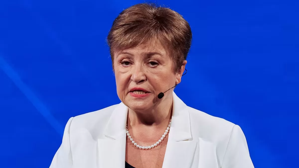 Директор-розпорядник МВФ Крісталіна Георгієва виголошує промову в Інституті Мілкена у Вашингтоні, 8 жовтня 2025 / Фото Reuters