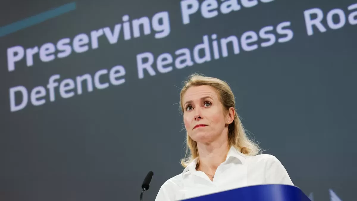 Кая Каллас представляет «Дорожную карту оборонной готовности до 2030 года» во время пресс-конференции в Брюсселе, 16 октября 2025 года / Фото Reuters
