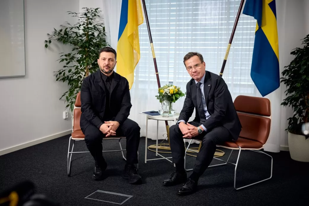 Президент України Володимир Зеленський під час зустрічі з Прем’єр-міністром Швеції Ульфом Крістерссоном / Фото: ОПУ