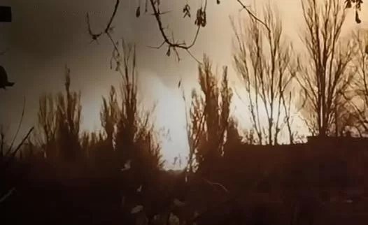 Пожежа на базі "шахедів" у Донецьку / Скриншот