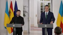 Volodymyr Zelenskyy and Pedro Sánchez talking to the media / Screenshot