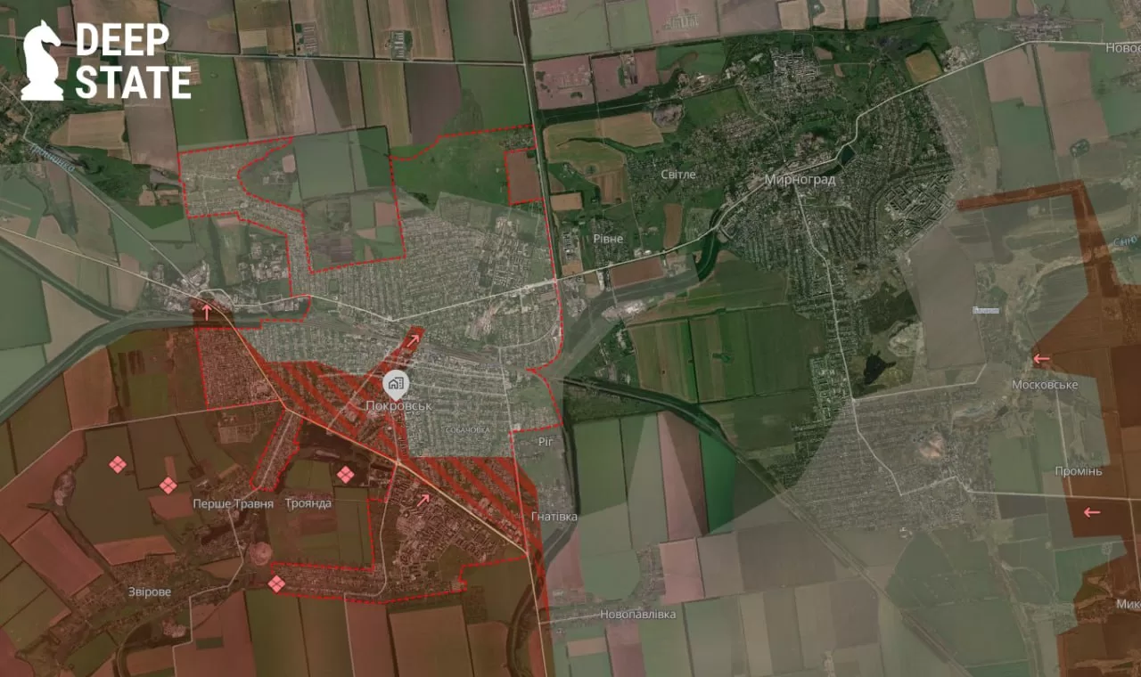 Ворог просувається в центрі Покровська, зростає загроза Мирнограду — DeepState