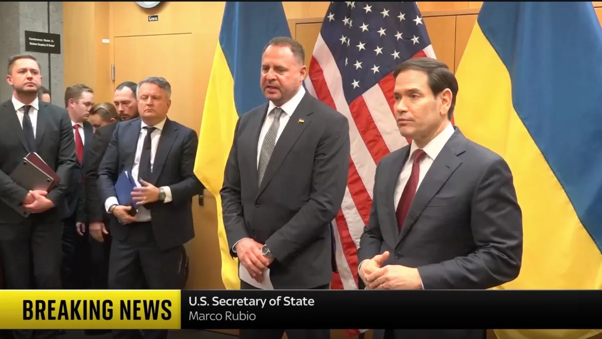 Брифінг Секретаря Держдепу США Марко Рубіо і керівника Офісу президента Андрія Єрмака / Скріншот трансляції