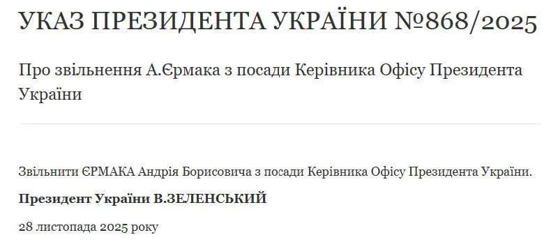 Єрмак написав заяву на відставку: Зеленський пояснив причину