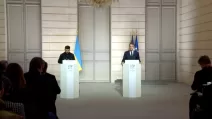 Спільна пресконференція президента України Володимира Зеленського та президентаа Франції Емманюеля Макрона / Скріншот трансляції