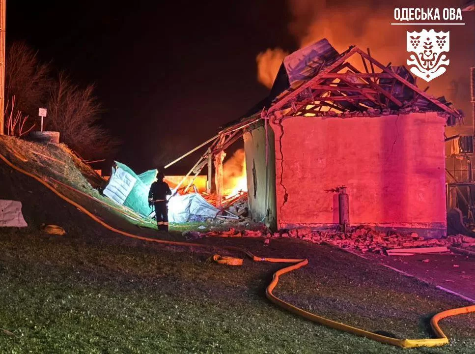Fire at the site of the Russian UAV strike in Odesa region / Photo: Odesa Regional Military Administration