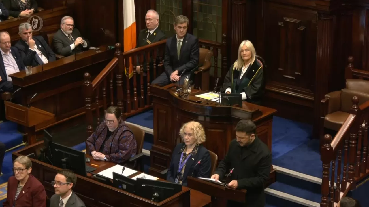 Zelenskyy in the Irish Parliament / Screenshot