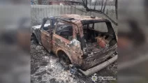 Знищене дроном авто на Харківщині / Фото: ГУНП в Харківській області