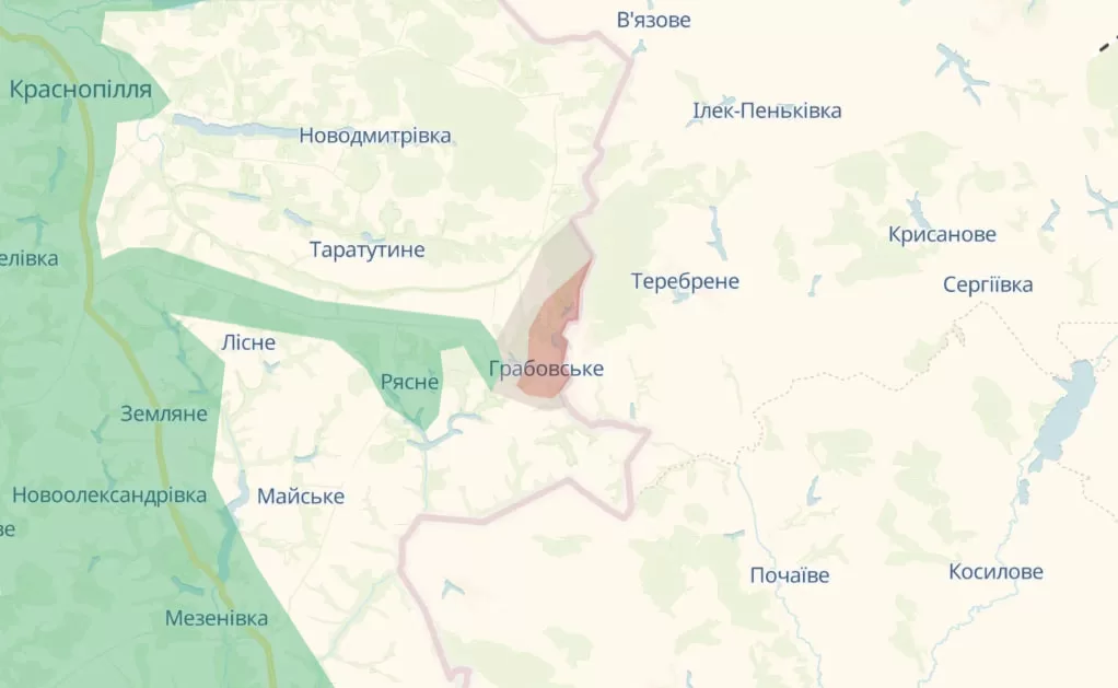 Поселок Грабовское на карте DeepState / Скриншот