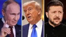 Путин, Трамп, Зеленский / Коллаж Bloomberg
