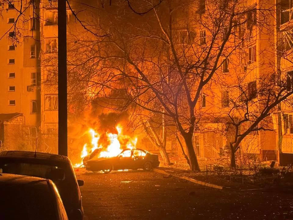 Пожар после обстрела в Одессе / Фото: Одесская ОГА