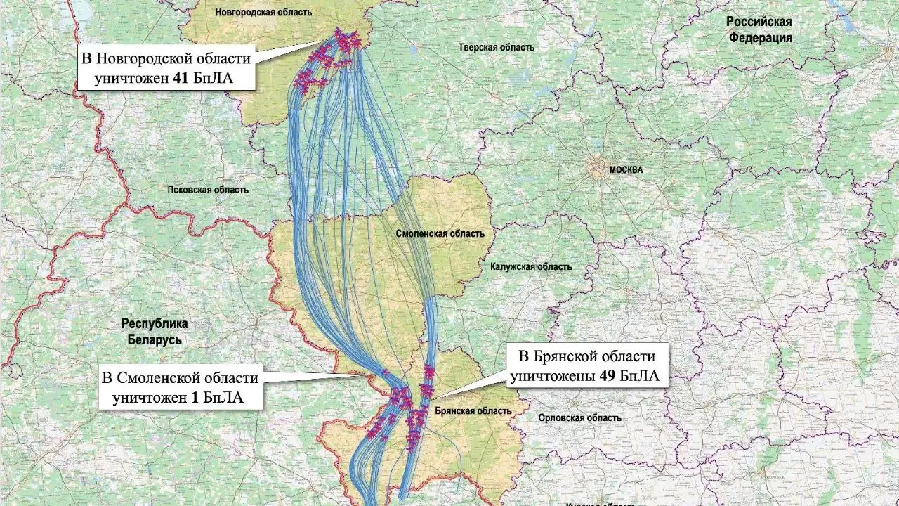 В России показали карту с якобы маршрутом «атаки Украины на резиденцию Путина» / Фото из открытых источников