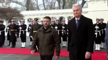 Ceremony marking the meeting between Volodymyr Zelenskyy and Gitanas Nausėda in Vilnius / Screenshot