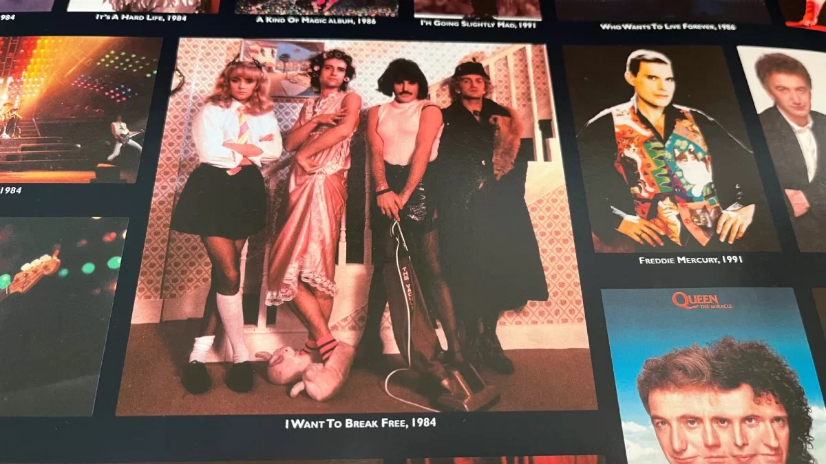 В центре - фотография участников группы Queen, переодетых в женскую одежду во время съемок клипа на песню I Want to Break Free / Фото Glavnoe.in.ua