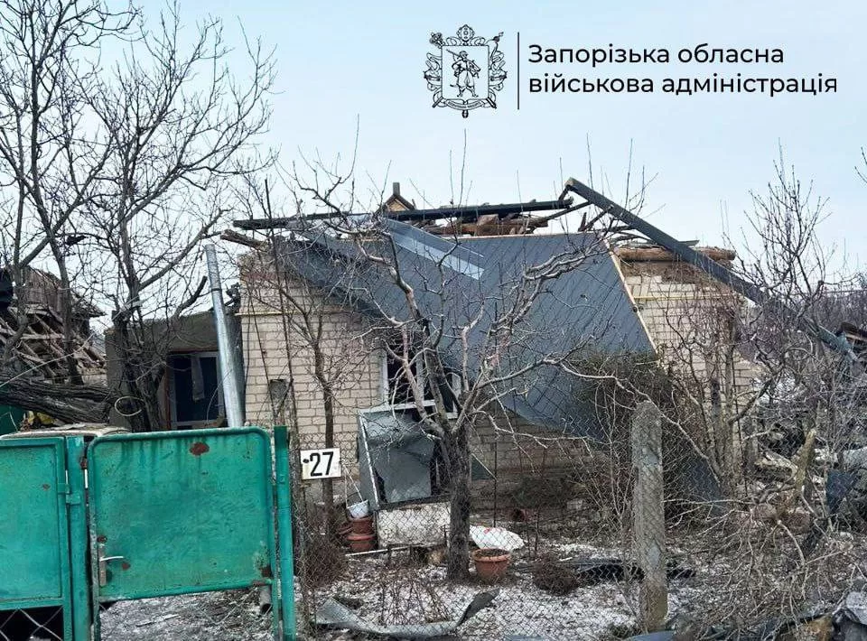 Уничтоженный обстрел дом в Запорожской области / Фото: Запорожская ОВА