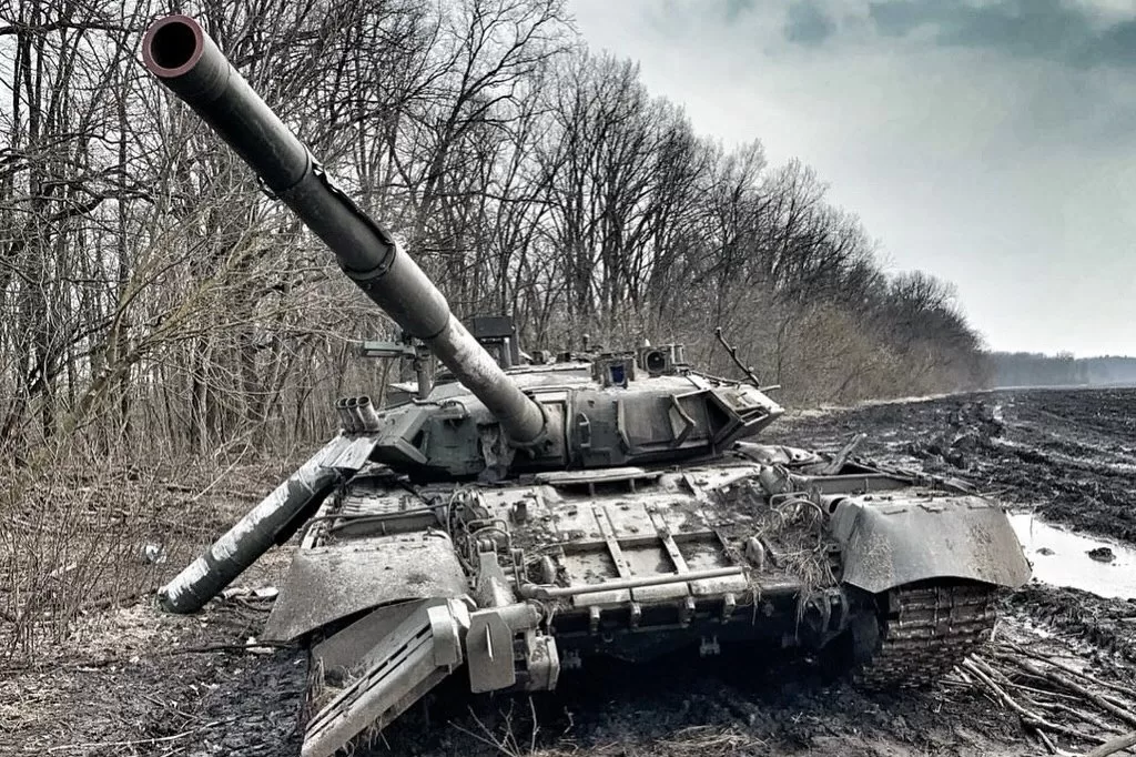 Уничтоженный российский танк / Фото: t.me/lost_warinua